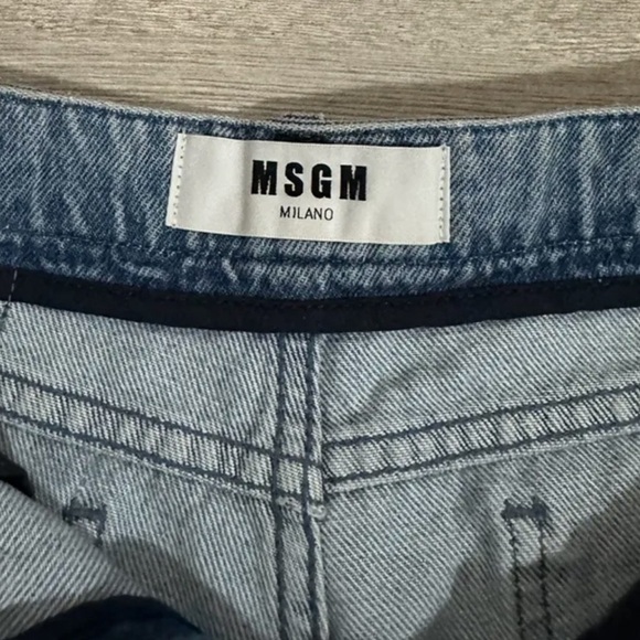 MSGM Milano Denim Ruffle Hem Shorts - Picture 4 of 9